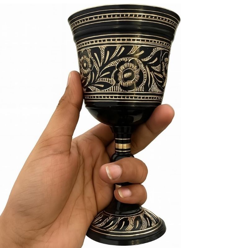 Chalice Goblet Solid Brass Vintage Golden Roman Cup of King Arthur Drinking Wine Goblet Brass Vintage Chalice Goblet Wine Cups of King Arthur