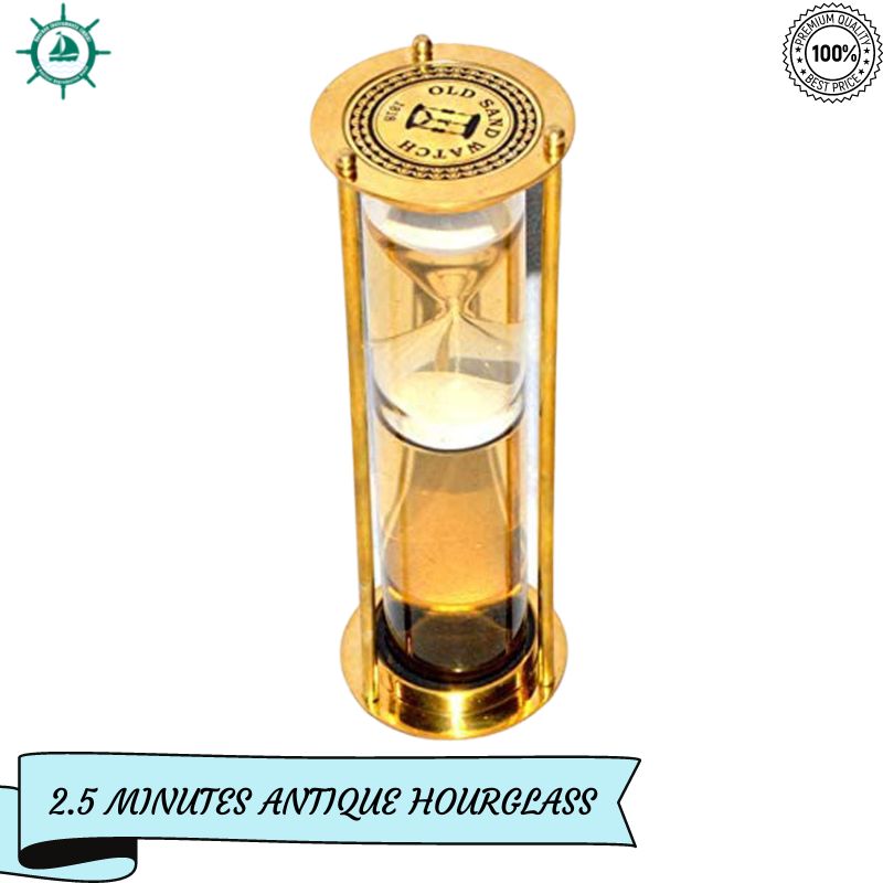 Nautical Brass Sand timer hourglass with antique maritime collectible decor gift