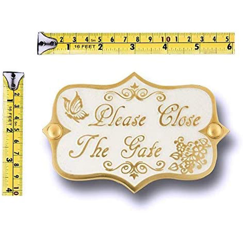 Please Close The Gate Brass Door Sign Vintage Shabby Chic Style Home Décor Wall Plaque Handmade