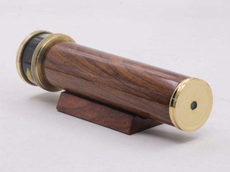 Handcrafted Wooden Brass Kaleidoscope Optical Toy Vintage Style Collectible Gift for Kids and Adults Home Decor