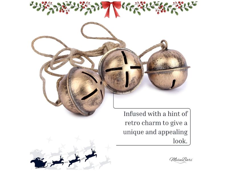 Decorative Metal Hanging Bells Set of 3 – Tibetan Inspired Rustic Wind Chime with Jute Rope, Antique Bronze Finish, 18 Inch | Vintage Home Garden Patio Balcony Door Festive Ornament & Spiritual Decor