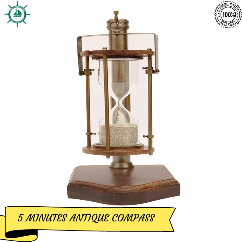 Vintage Wood Hourglass 5 Minute Hanging Sand Timer with Wooden Stand Nautical Sandtimer Sandglass Desktop Decorative Accessories Table Clock