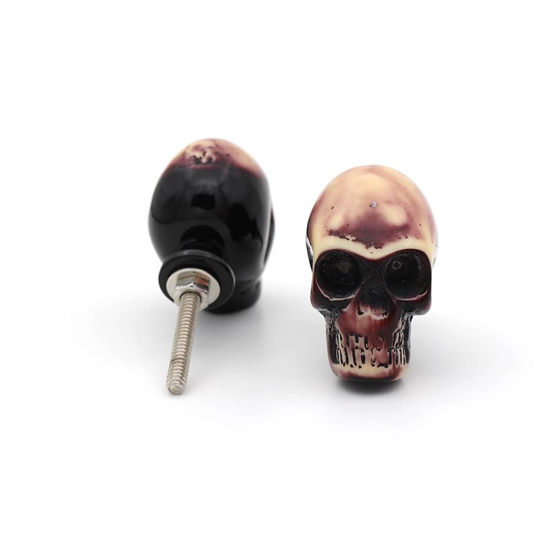 Resin Skull Decorative Knobs for cabinet, wardrobes, dressers, drawers, or doors skull knob Halloween knob Set of 2 Antique finish