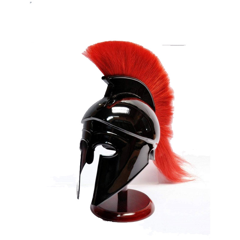 Medieval Greek Corinthian Helmet with Red Plume Armor Roman Armor Spartan Larp