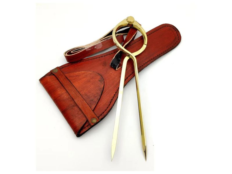 Solid Brass 8" Wing Divider Compass with Leather Case – Precision Drafting, Navigation & Woodworking Tool – Antique Finish, Handcrafted by Roorkee Instruments India