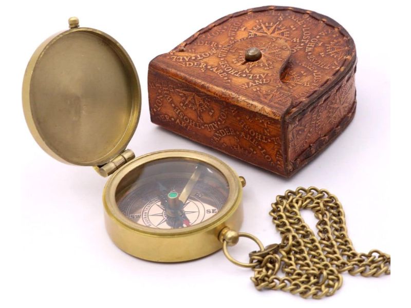 Trust in The Lord, Proverbs 3:5-6 | Solid Brass Engraved Compass with Leather Case | Christian Gifts for Men, Boys & Girls | Baptism, First Communion, Confirmation, Inspirational Faith Gift