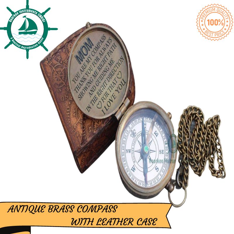 Nautical Maritime Poem Brass Compass with Case Engraved poem for (MOM) Gift compass for mom , birthday gift