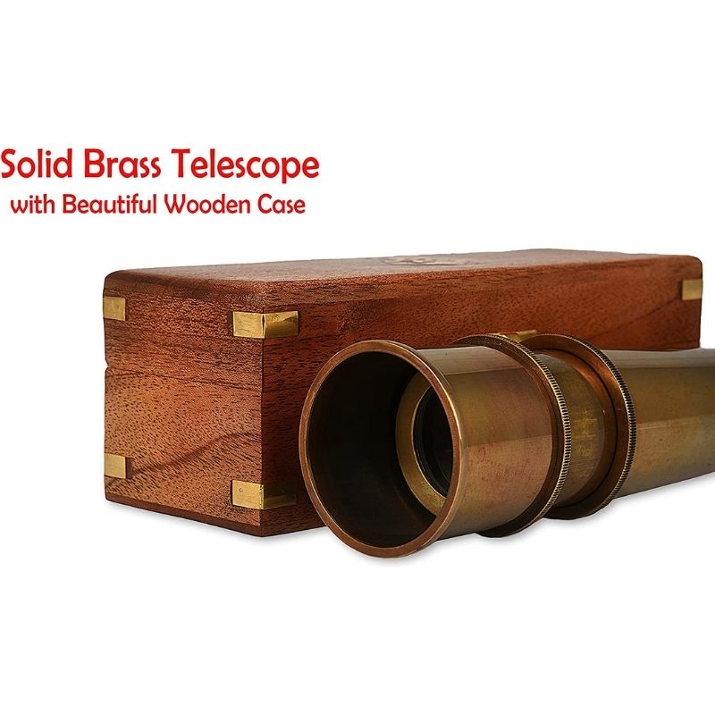 Stempunk Telescope/Vintage Pirate Telescope/Solid Brass Telescope with Wooden Box