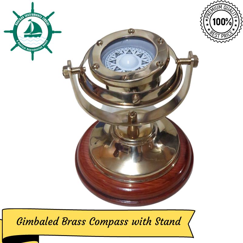 5&amp;quot; Gimbaled Brass Compass with Stand