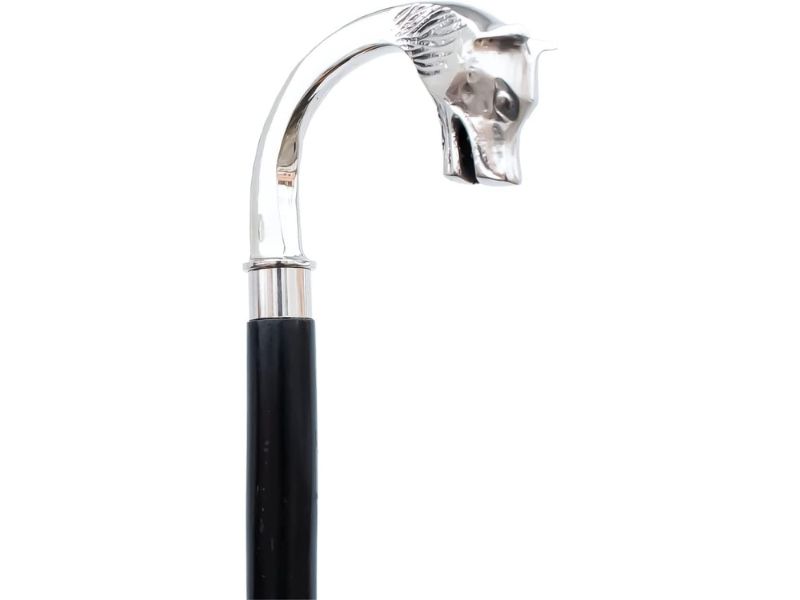 Wolf Head Brass Handle Walking Stick Design Vintage Victorian Walking Stick Walking Cane for Men & Women - Foldable, Walking Sticks for Seniors & Adults Silver & Black