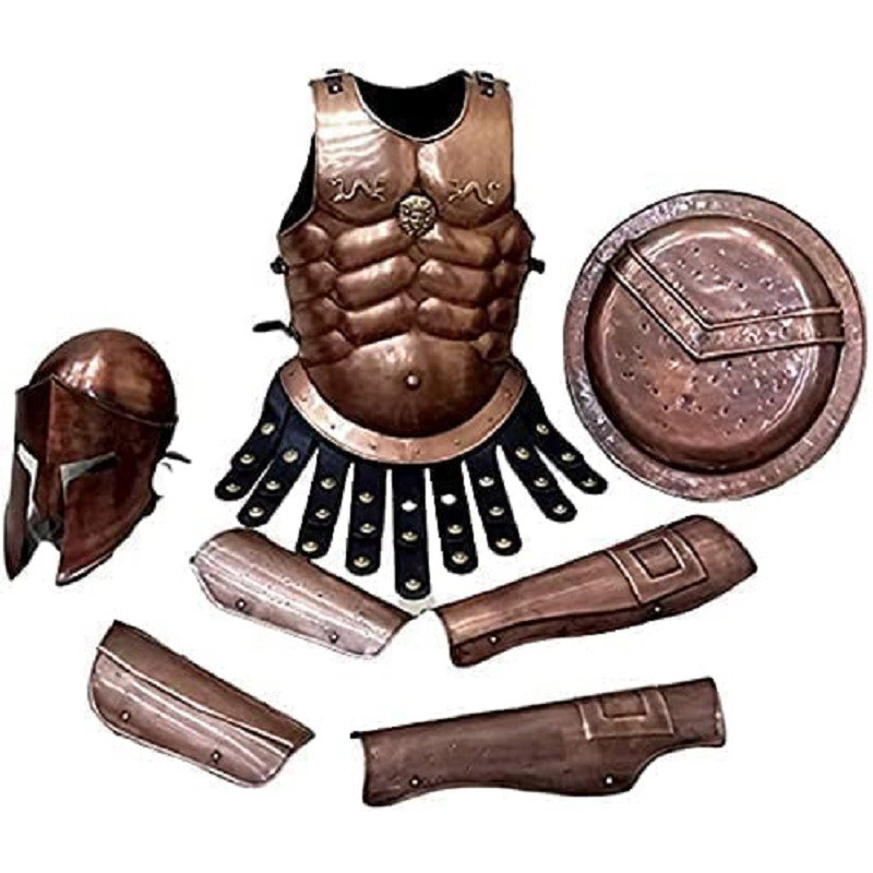 Medieval Armor 300 Spartan Helmet Copper Finish Muscle Set Leg & Arm Guard