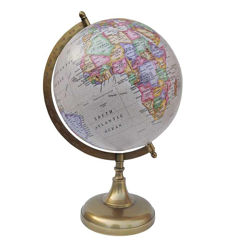 Premium 8 inch Ball Globe with Brass Antique Look - Educational & Decorative Globe for Students / Home Decor / Office / School / Table / Antique Gift Item