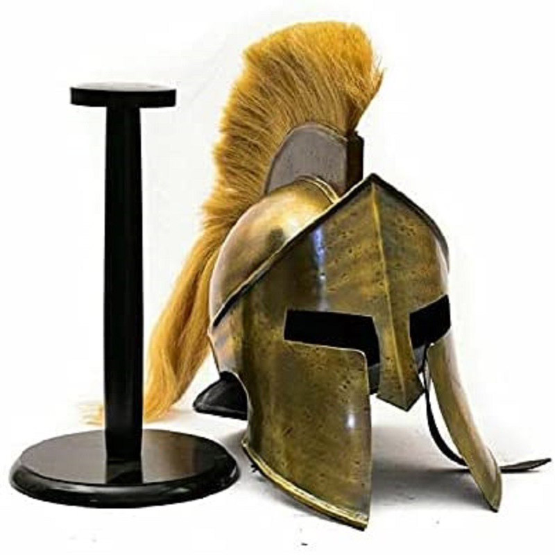 Great king Leonidas spartan Helmet with wooden Stand 300 movie fully functional medieval wearable helmet with inner leather liner