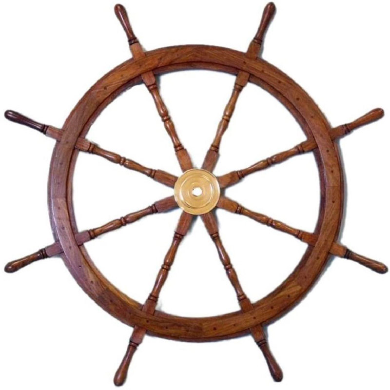 Deluxe Class Wood and Brass Decorative Ship Wheel - Nautical Home Decoration - Nautical Gifts, 48 Inches