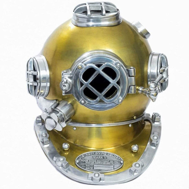 Diving Helmet Divers Antique Handmade Vintage Shine Diving Helmet U.S Navy Mark V Deep Sea Divers Boston Helmet 18 Inch  X Mass Gift