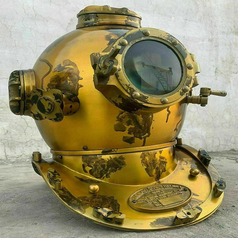 RII- Vintage Morse Divers Diving Helmet Marine London Scuba Deep Sea Navy Gift Antique Scuba Sea Replica Us Brass Vintage Deep Sea Solid Marine Helmet for Office &amp;amp; Home Decor