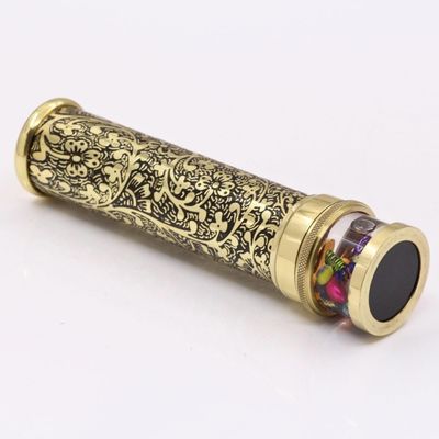 Handcrafted Giant Etched Brass Kaleidoscope – Antique Lacquered Optical Toy with Oil Object Chamber – Unique Home Décor Collectible &amp;amp; Artistic Gift for Adults and Collectors