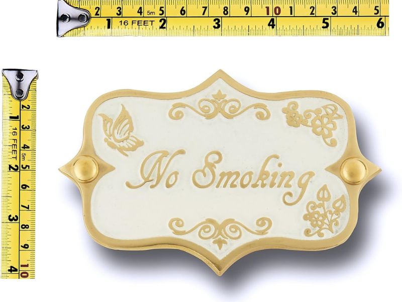 No Smoking Solid Brass Door Sign Plaque – Vintage Shabby Chic Home Décor – Handmade Metal Wall Sign for Office, Cafe, Bar, or Entryway – Antique Brass Finish, Engraved Door Accessory by The Metal Foundry