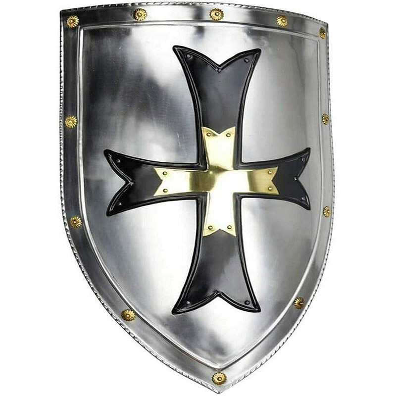  Roll over image to zoom in Medieval Crusader Steel Shield 18 Gauge Armor Templar Viking Steel Iron Shield Medieval Crusader Steel Shield 18 Gauge Armor Templar Viking Steel Iron Shield Handmade Battl