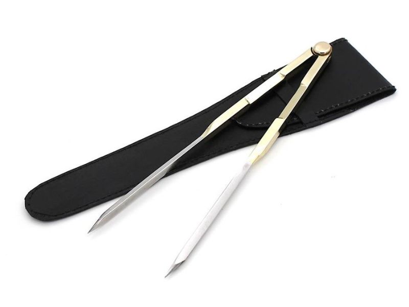 Nautical Brass Navigation Divider, Straight Navigation Divider (Large) for Maritime & Naval, Antique Geometry Drafting Compass, Geometry Drafting Compass Professional Work with Leather Case