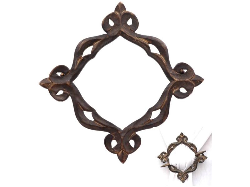 Beautiful Wooden Curtain Tiebacks | Handmade Antique Rustic Curtain Hooks | Decorative Window Drapery Holdbacks | Vintage Home Décor Accessories | Modern Boho Curtain Tie for Living Room