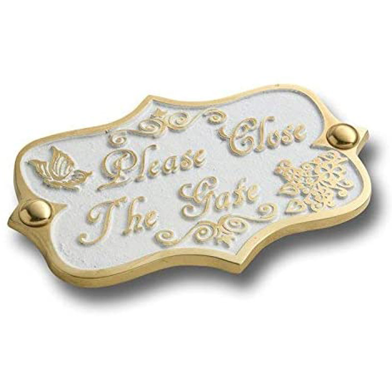 Please Close The Gate Brass Door Sign Vintage Shabby Chic Style Home Décor Wall Plaque Handmade