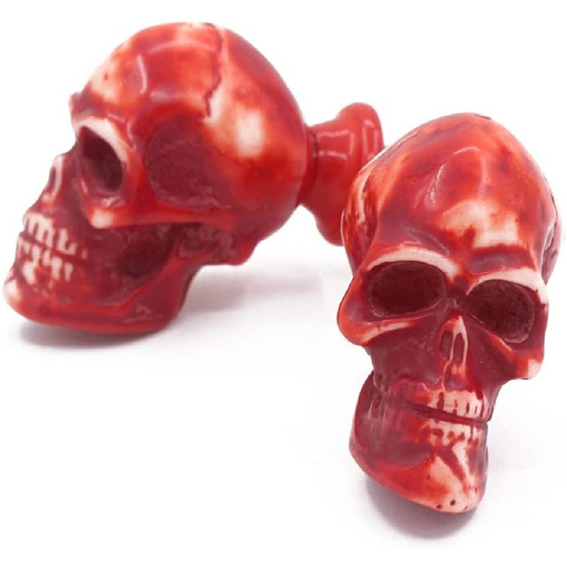 RII Skull Decorative Resin Dresser Knob for Furniture, Chest of Drawers, Cupboard, Nursery Drawer and Cabinet Pull (Pack of 2, Red)