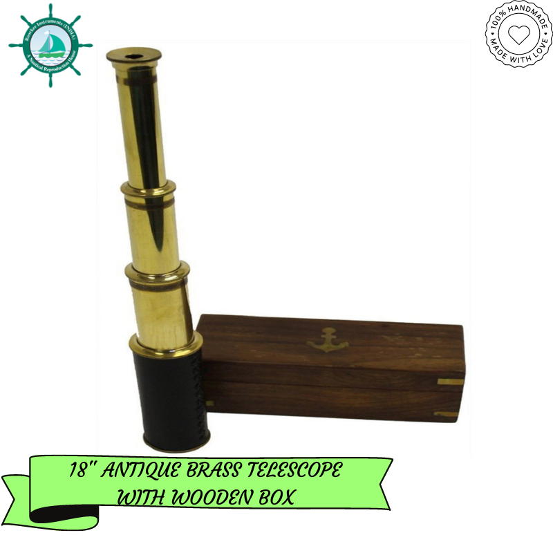 18 Inches Handheld Brass Telescope with Wooden Box