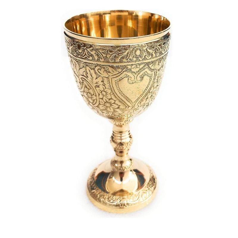 6x Vintage Chalice Goblet | Royal Brass Wine Cups of King Arthur - Renaissance Medieval Goblet Gifts for Communion Cups, Christmas Pack of 6 wine cups Games of Throne