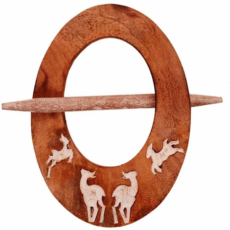  Wooden Curtain Holder Tie Back Drape Clips Flying Deer Set of 2