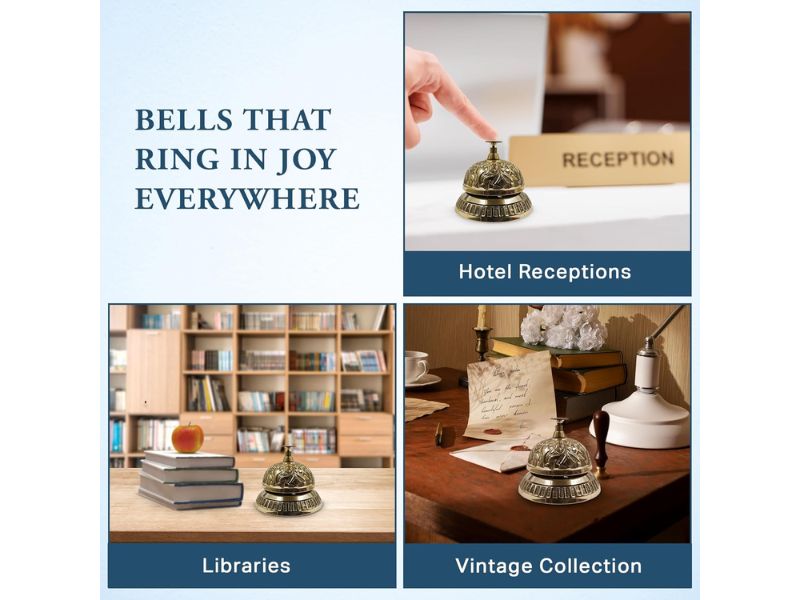 Solid Brass Victorian Style Service Desk Bell – Vintage Call Bell for Hotel, Office, Reception & Restaurant Counters | Antique Brass Finish Table Bell for Service, Concierge, or Home Décor