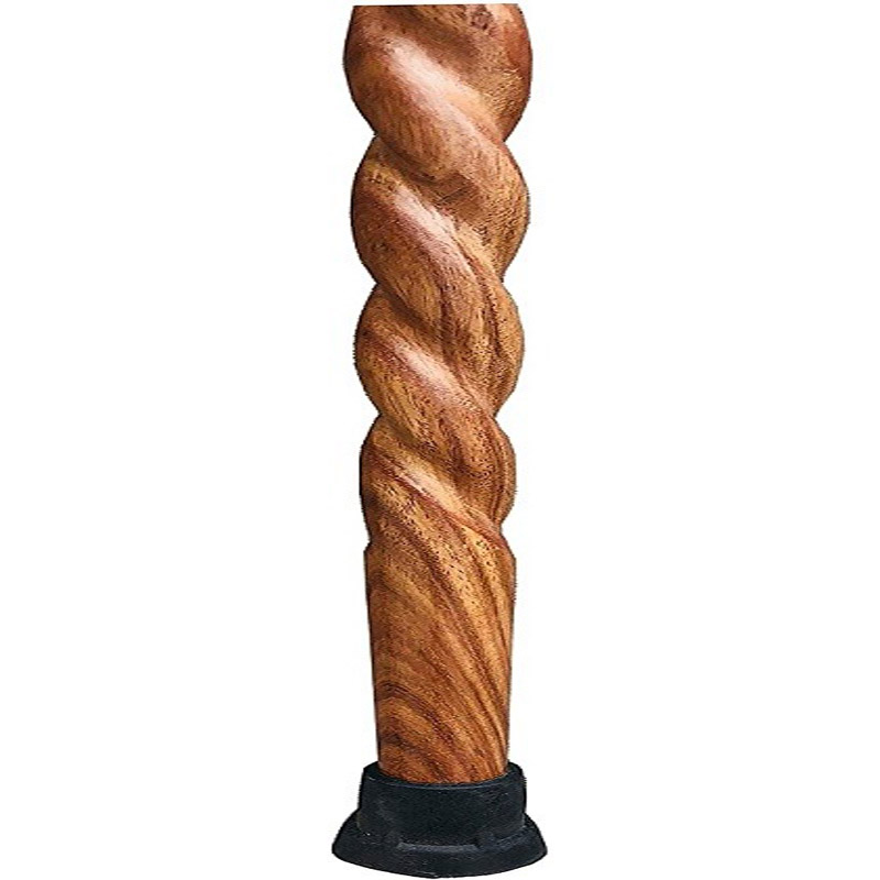 Walking Stick - Twisted Spiral Wooden Stick 37 inches Long Handle Handcrafted Cane for Men and Women Derby Gentlemen Gift. (Polish Brass )