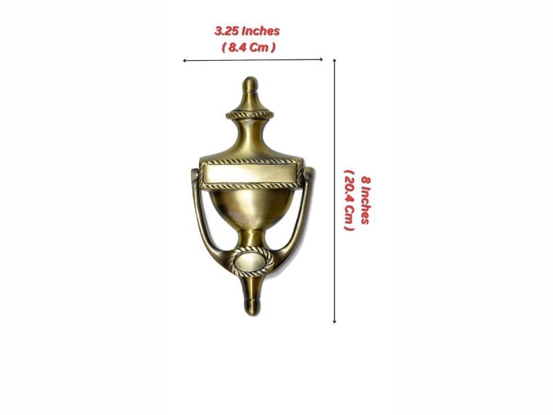 Georgian Style Solid Brass Door Knocker | Vintage Front Door Hardware | Antique Brass Finish | Classic Urn Design Door Décor | Heavy Duty Brass Door Knocker for Home, Office, Cottage Entry