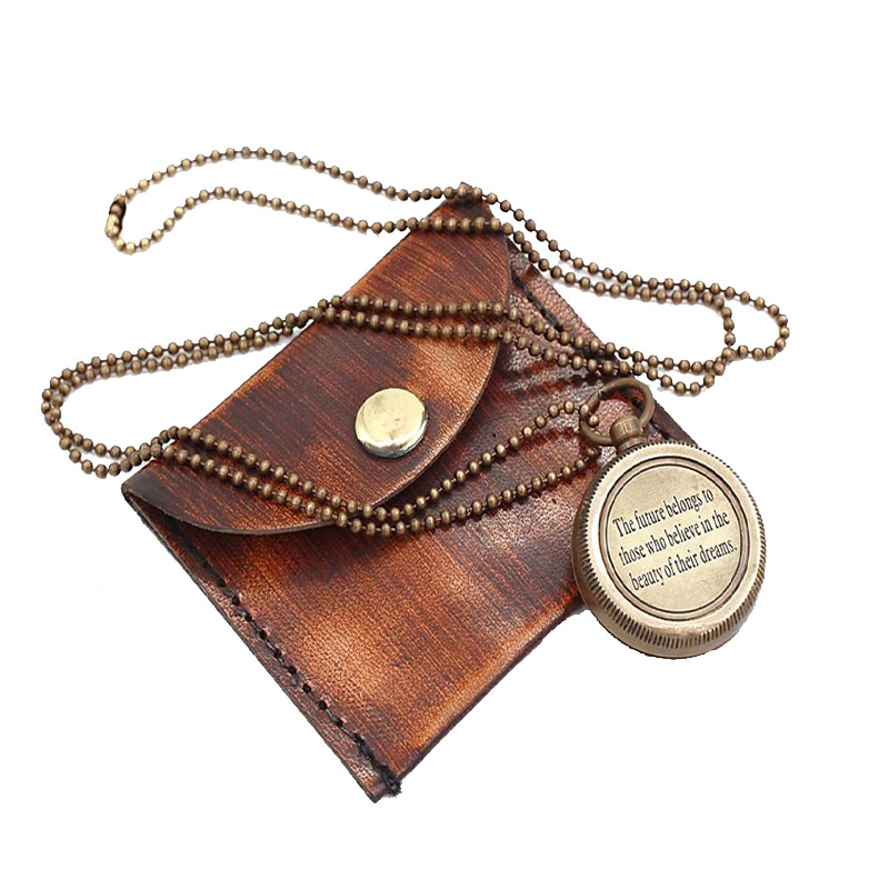 THE FUTURE BELONGS TO, Quote Antique Nautical Vintage Directional Magnetic Compass Necklace