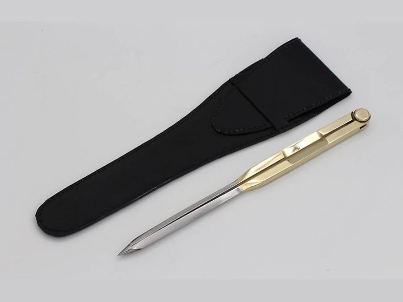 Nautical Brass Navigation Divider, Straight Navigation Divider (Large) for Maritime & Naval, Antique Geometry Drafting Compass, Geometry Drafting Compass Professional Work with Leather Case