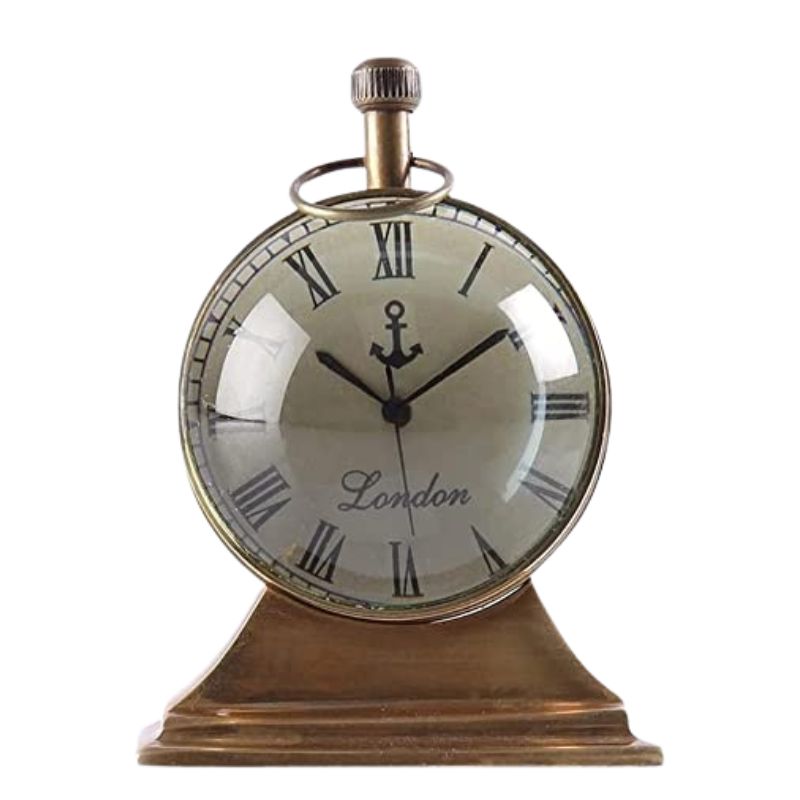 Handmade Antique Brass Anchor London Table clock