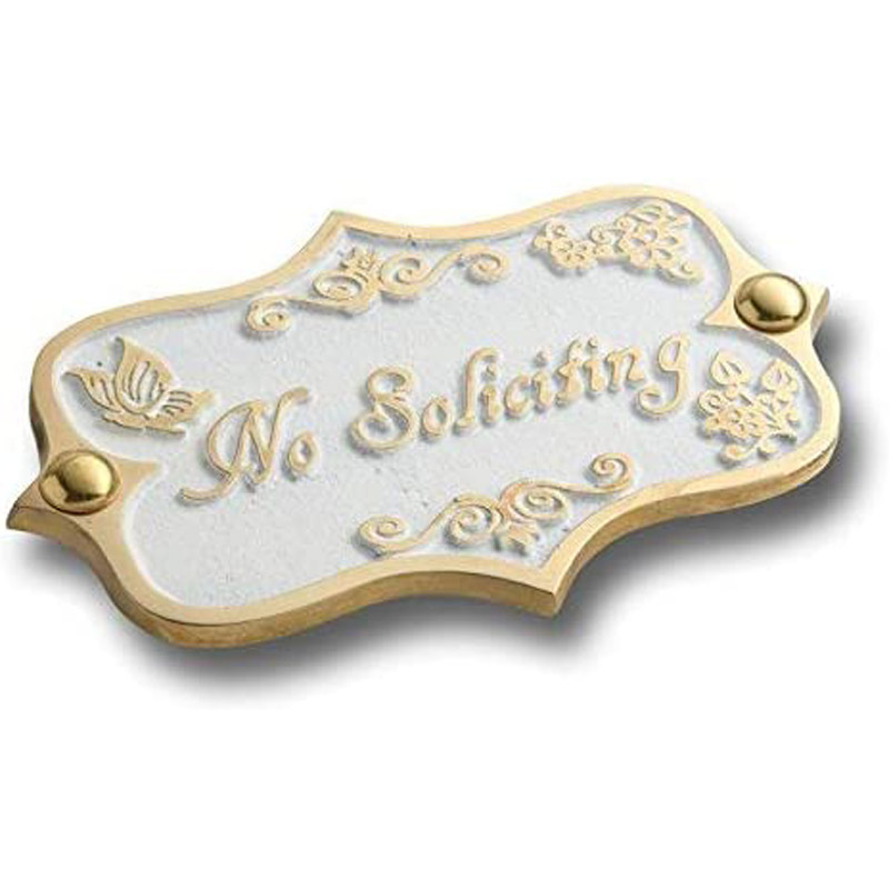 No Soliciting Brass Door Sign. Vintage Shabby Chic Style Home Décor Wall Plaque Handmade