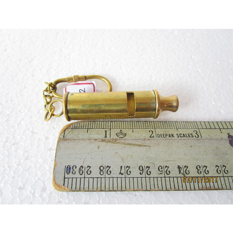 Brass Police Whistle Key Chain- Collectible Marine Nautical Key Ring