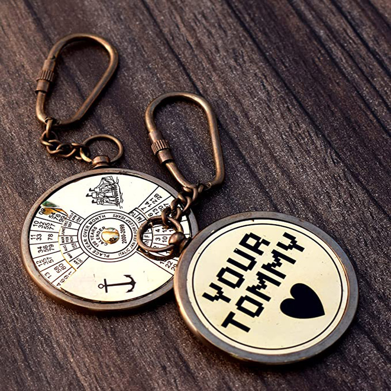 Your Tommy Your Tubbo Keychain Back Side 100 Years Perpetual Calendar Keychain Brass Keychain Key Ring