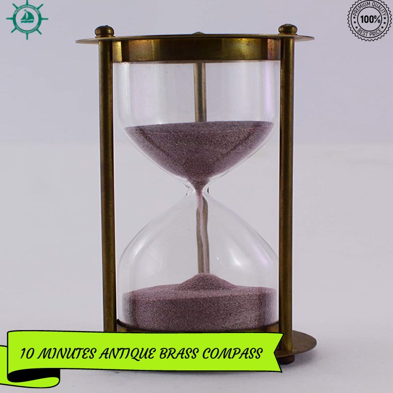 Unique Gifts Sand Timer Hour Glass Sand Clock Time Calculator Brass Sand Timer 10 minutes sand clock