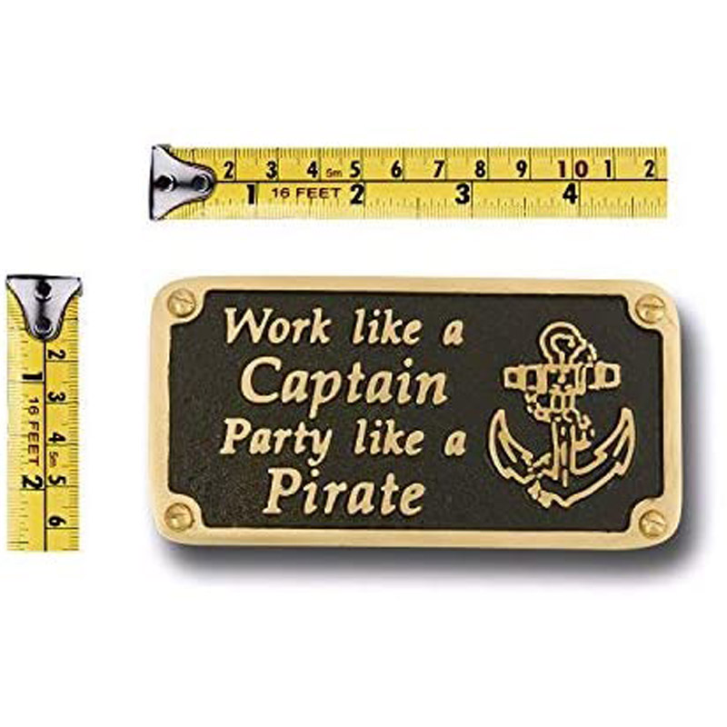 Nautical Themed Gift Plaque. Party Like A Pirate Boating Or Sailing Brass Sign is A Great Birthday Present for Him