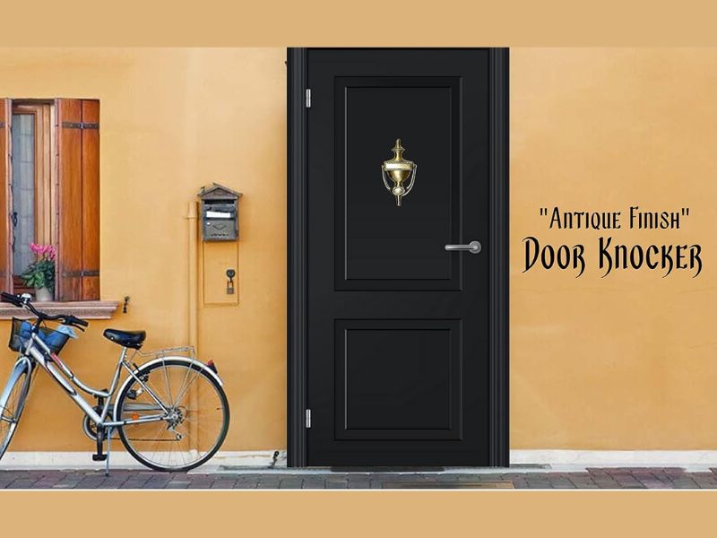 Georgian Style Solid Brass Door Knocker | Vintage Front Door Hardware | Antique Brass Finish | Classic Urn Design Door Décor | Heavy Duty Brass Door Knocker for Home, Office, Cottage Entry
