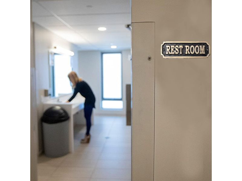 Brass ''Rest Room'' Sign – Solid Cast Brass Wall Plaque | Vintage Rest Room Door Sign | Handmade Bathroom Decor Plate | Polished Finish | Classic Home, Office, Café, Bar, Restaurant Accessory