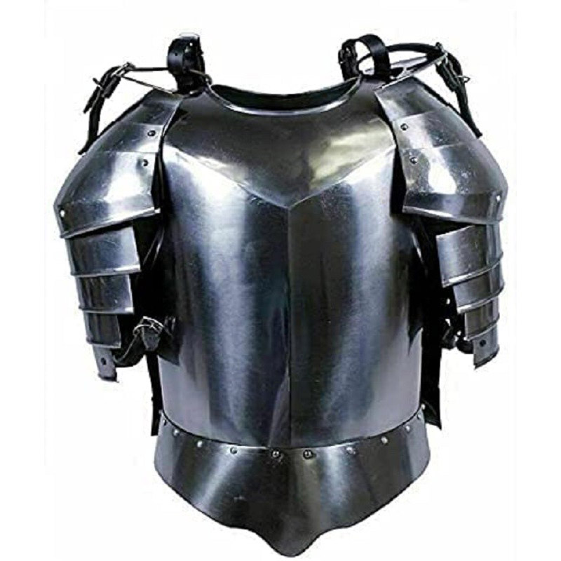 Medieval Knight Breastplate Armor Jacket with Pauldrons Silver