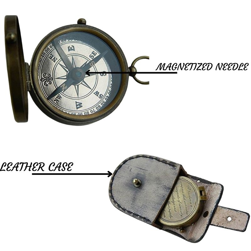 Teacher Brass Compass with Beautiful Leather Case