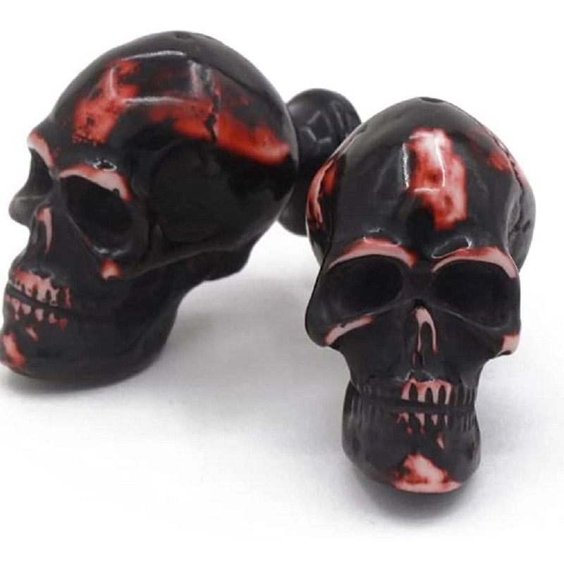  Skull Decorative Resin Dresser Knob for Furniture, Chest of Drawers, Cupboard, Nursery Drawer and Cabinet Pull, Sideboards and Wardrobes (Pack of 12, Black)