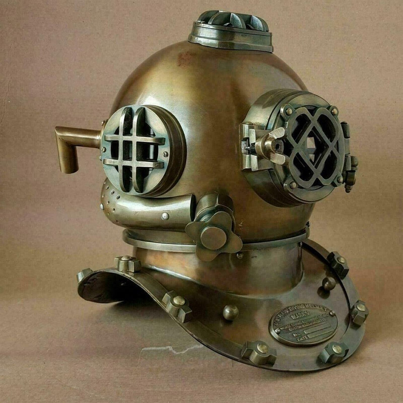 Antique Scuba Divers Helmet Marine US Navy Diving Helmet Mark V Deep Diving Gift Vintage Marine Divers Helmet Solid Steel &amp; Brass Scuba Diving Helmet 18&quot;