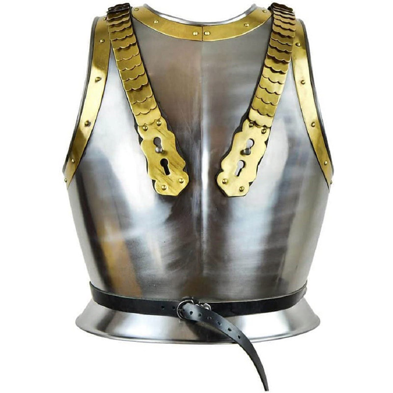 Medieval Steel & Brass Napoleonic Steel Cuirass - 18 Gauge Steel Breastplate