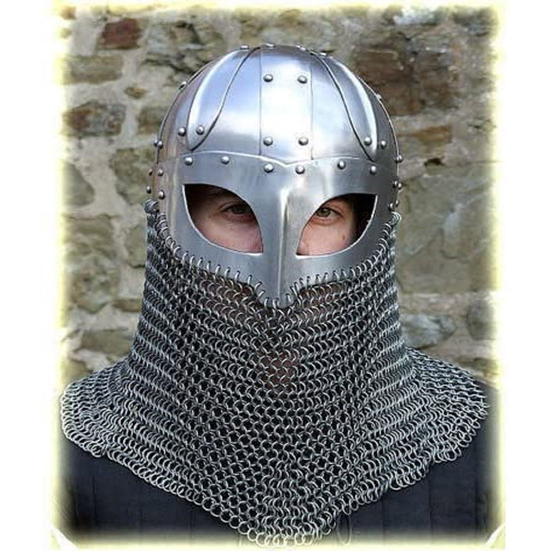 Medieval Viking Helmet Battle Armor 18G Steel and Chainmail