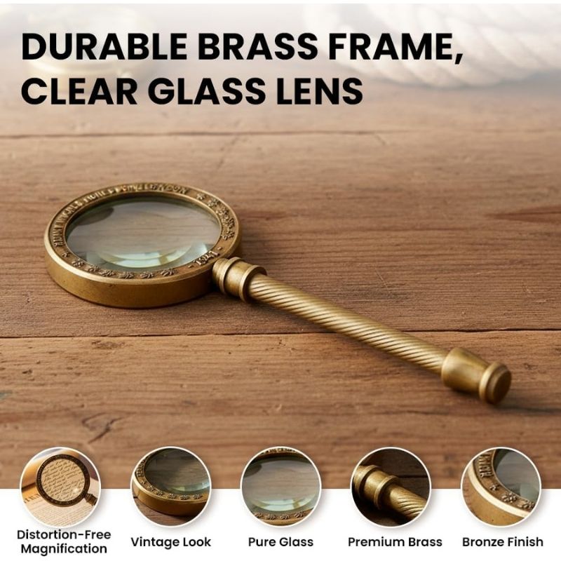 Handmade Brass Magnifying Glass and Letter case